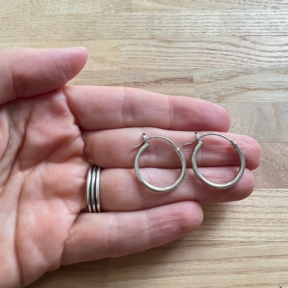 Vintage Jewelry - Vintage 925 Sterling silver hoop earrings